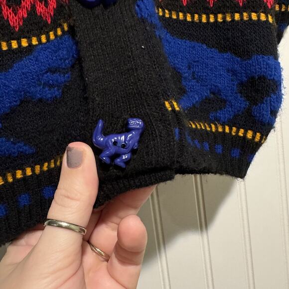 Vintage Ground Control Dinosaur Cardigan Sweater Kids 4T T-Rex - Picture 3 of 6